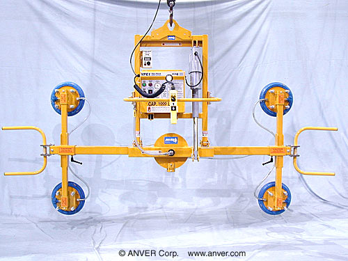 ANVER Four Pad Electric Powered Vacuum Lifter with Powered Tilter and Manual Rotate for Lifting & Tilting Glass Panels 12 ft x 8 ft (3.7 m x 2.4 m) up to 1000 lb (454 kg)